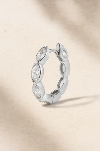 Tasha marquise 11mm sterling silver huggie