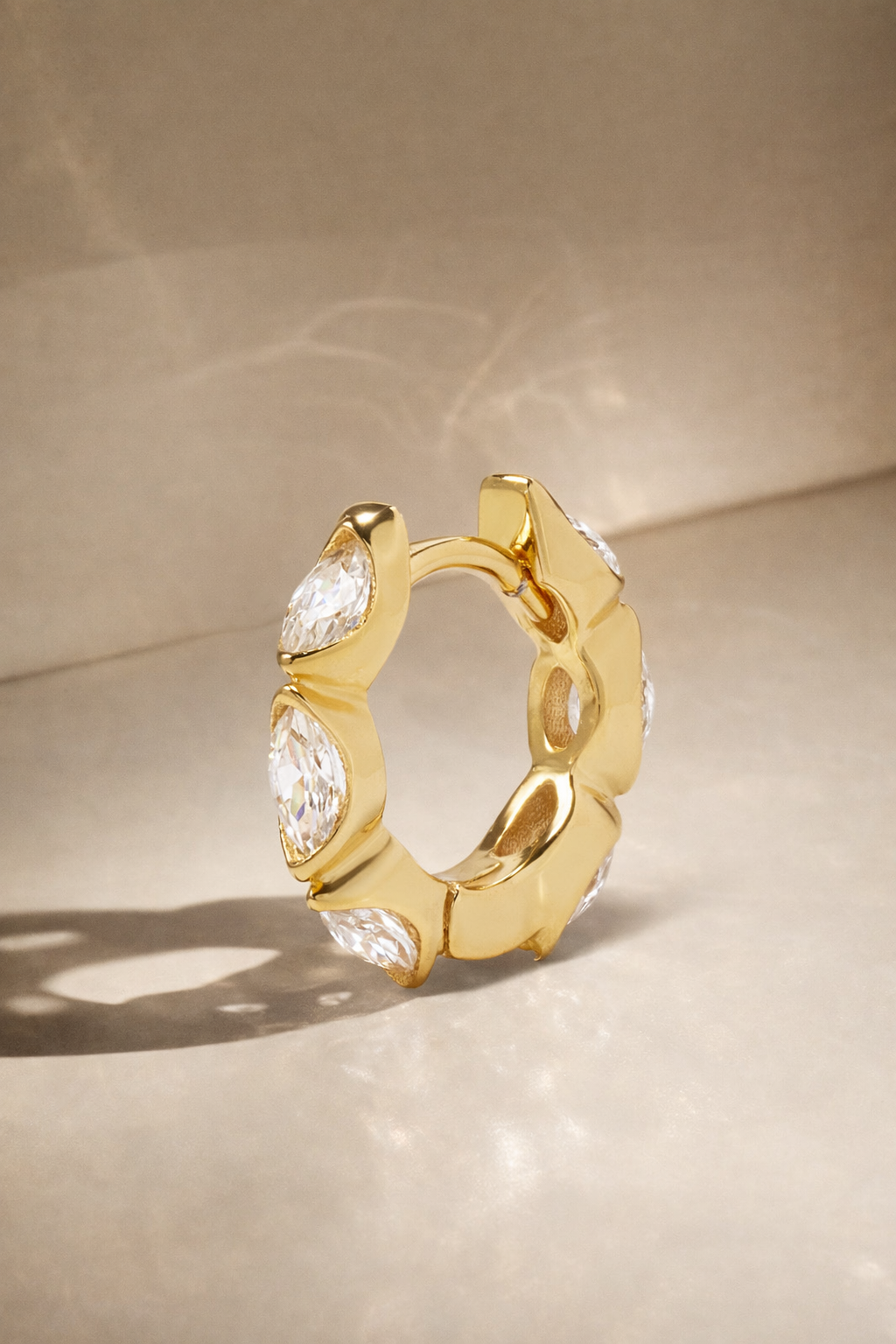 Tasha marquise 8.5mm gold vermeil huggie