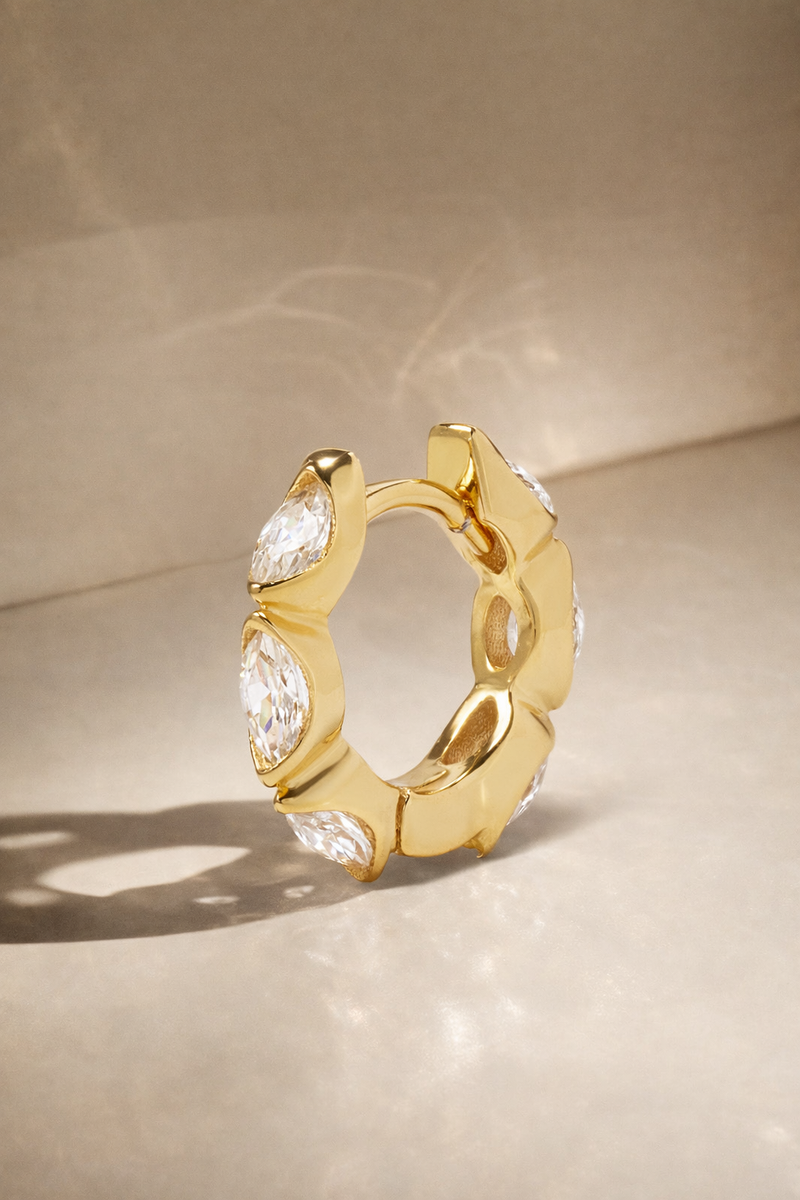 Tasha marquise 8.5mm gold vermeil huggie