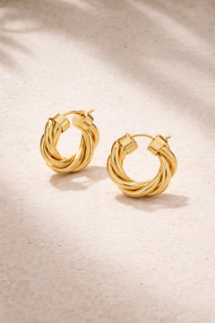 Tina 2cm gold twisted hoop earrings lightweight everyday hoops