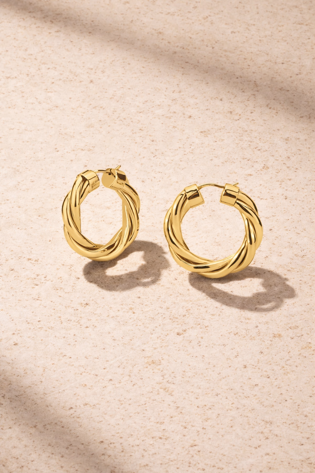 Tina 3 cm Gold Twisted Hoops