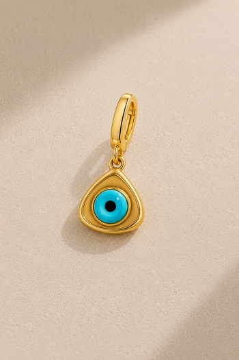 Triangle Evil Eye Hook Charm Gold