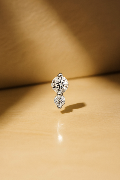 "True Love" double dot sterling silver stud earring (ball screw)
