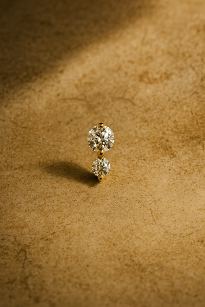 "True Love" double dot gold vermeil stud earring