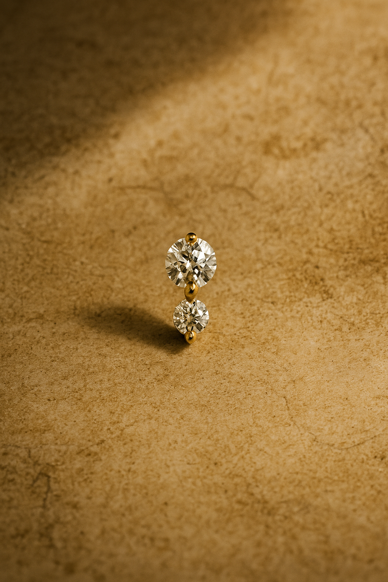 "True Love" double dot gold vermeil stud earring