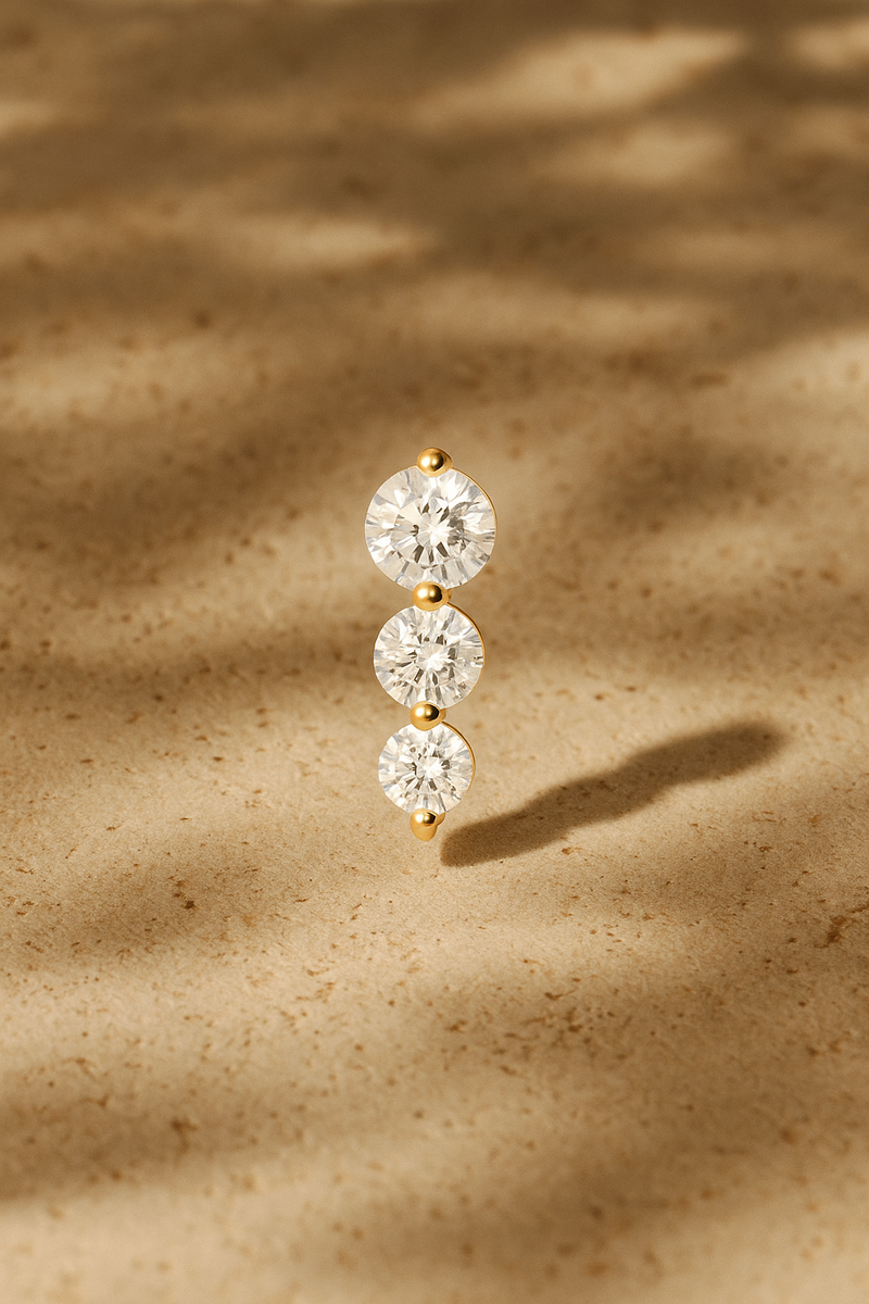 "True Love" triple dot gold vermeil stud earring