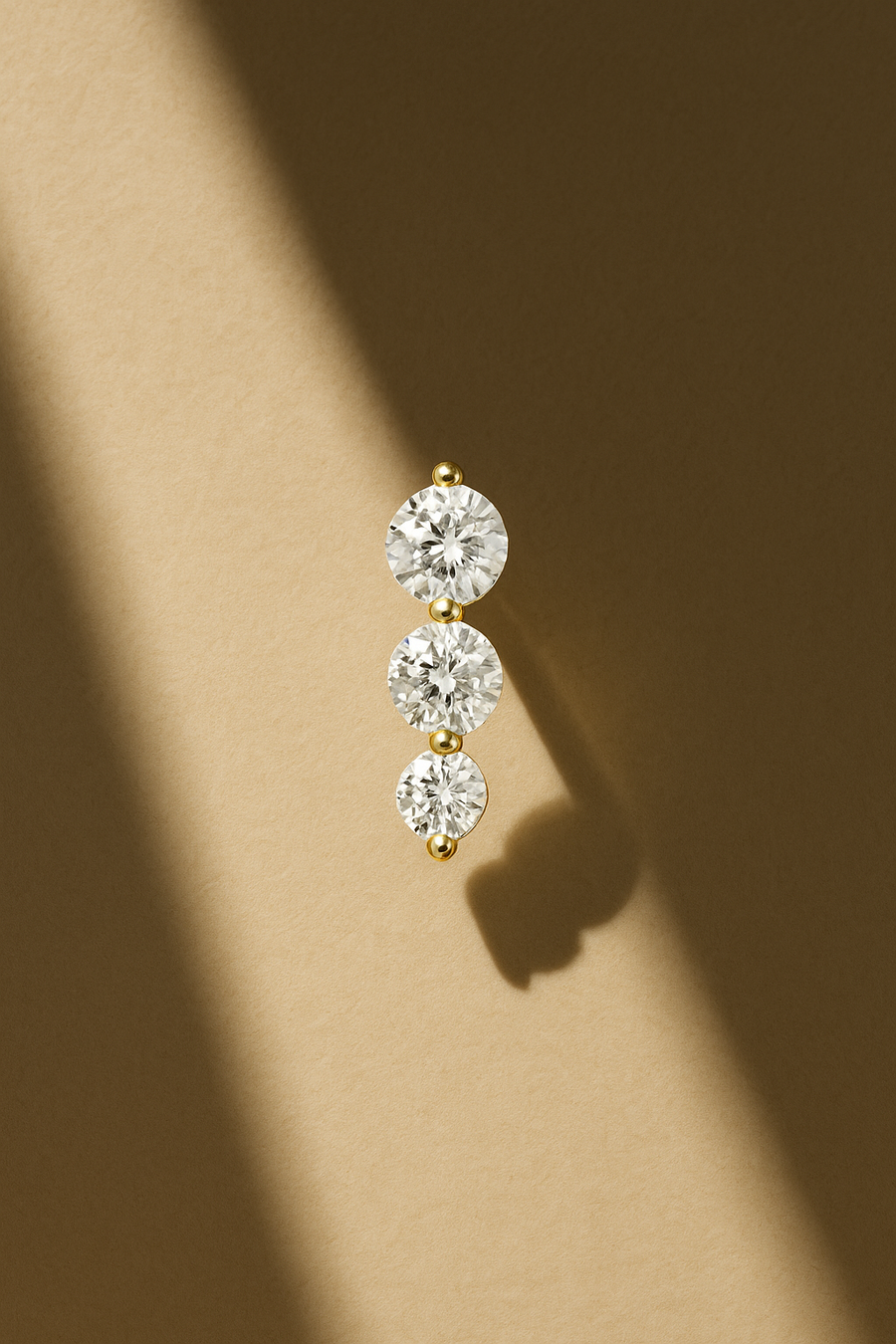 "True Love" triple dot gold vermeil stud earring (ball screw)