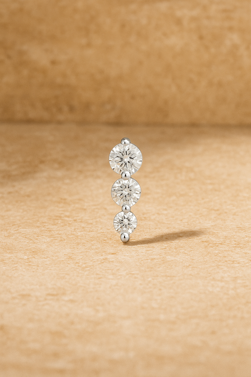 "True Love" triple dot sterling silver stud earring