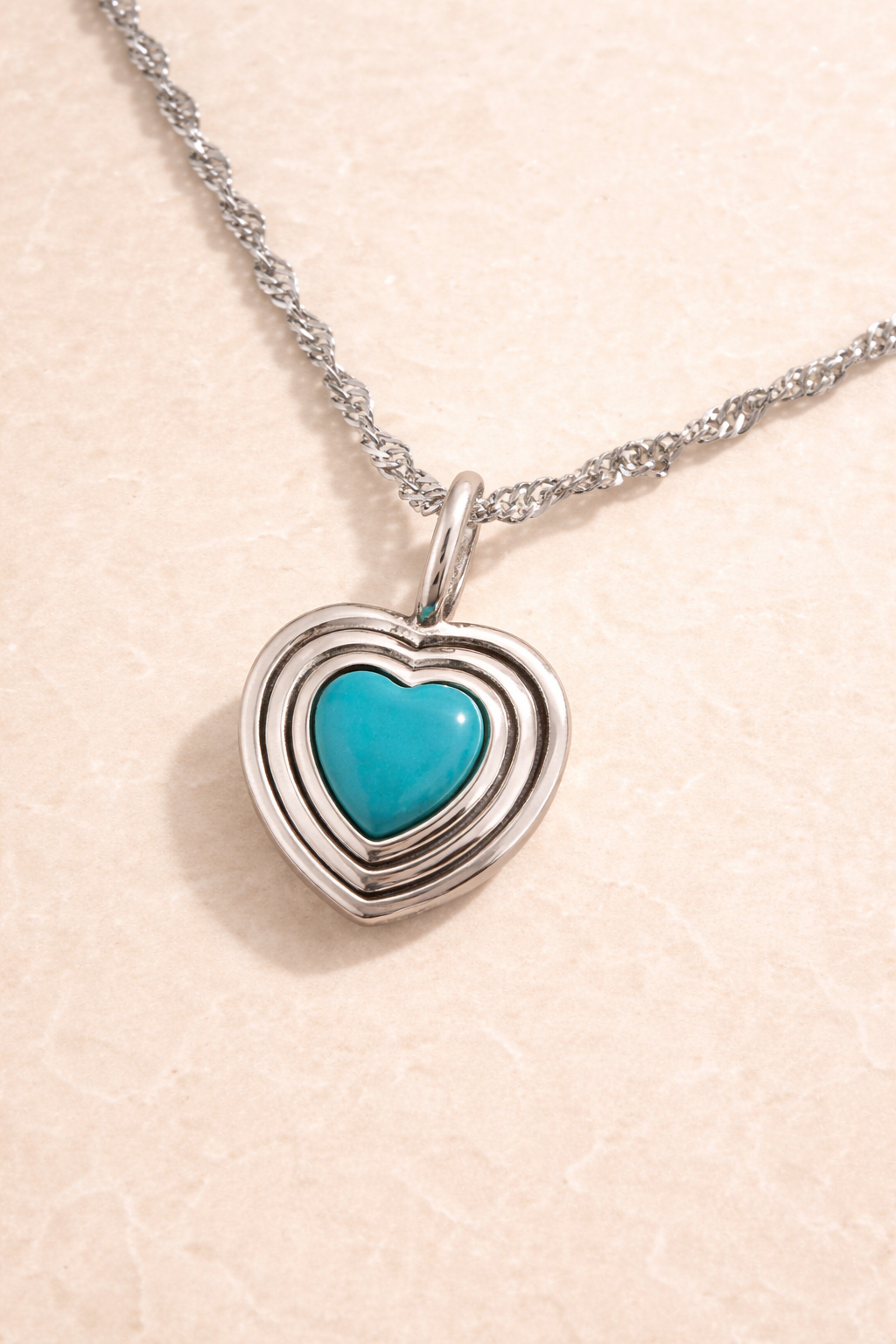 Turquoise Twisted Chain Heart Necklace — Vault Exclusive
