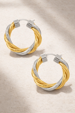 two tone twisted hoop earrings gold and silver 3cm lightweight chunky hoops galleria armadoro