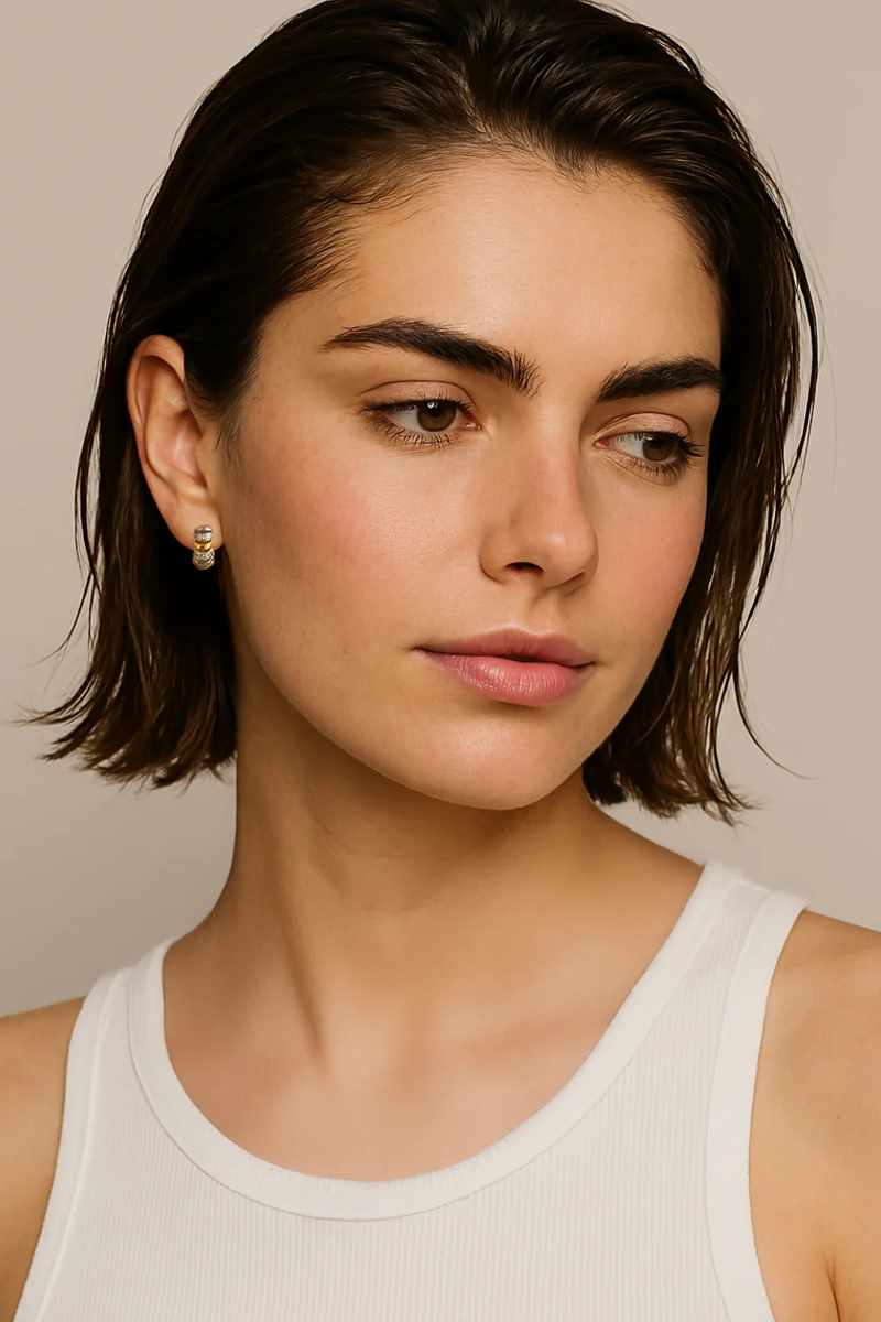 Noor Two-Tone Huggie Earring