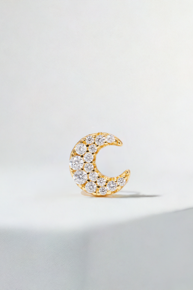 Moon gold vermeil stud