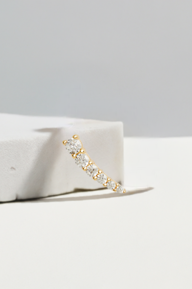 Croissant gold vermeil stud earring