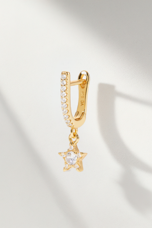 Hanging star gold vermeil earring