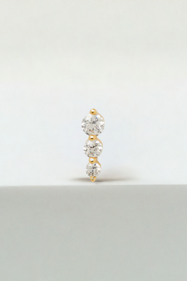 "True Love" triple dot gold vermeil stud earring