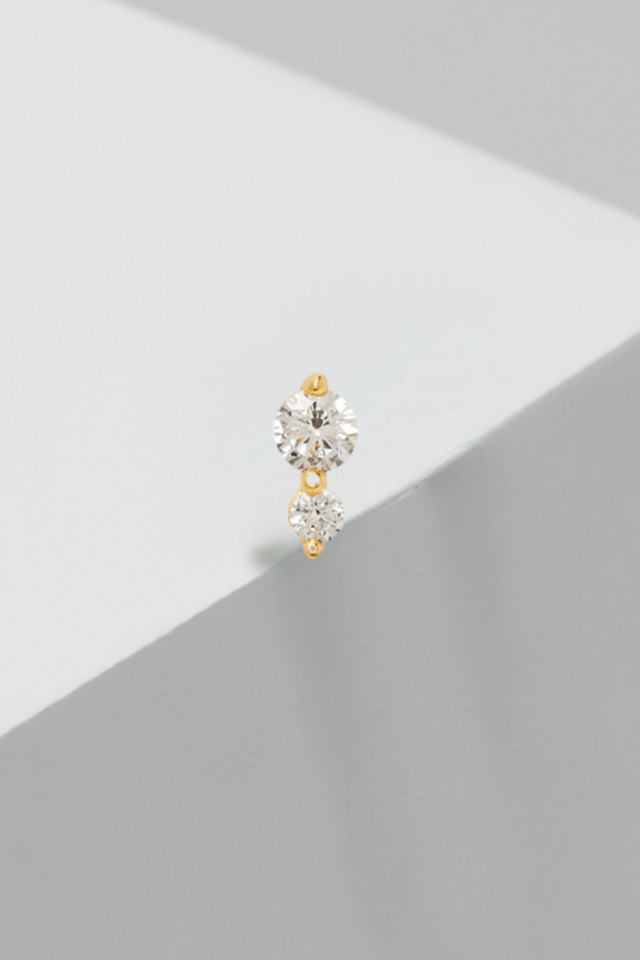 "True Love" double dot gold vermeil stud earring (ball screw)