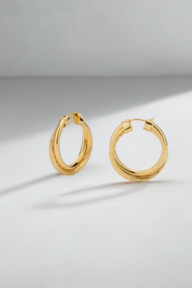 Allegra 3cm gold vermeil hoops