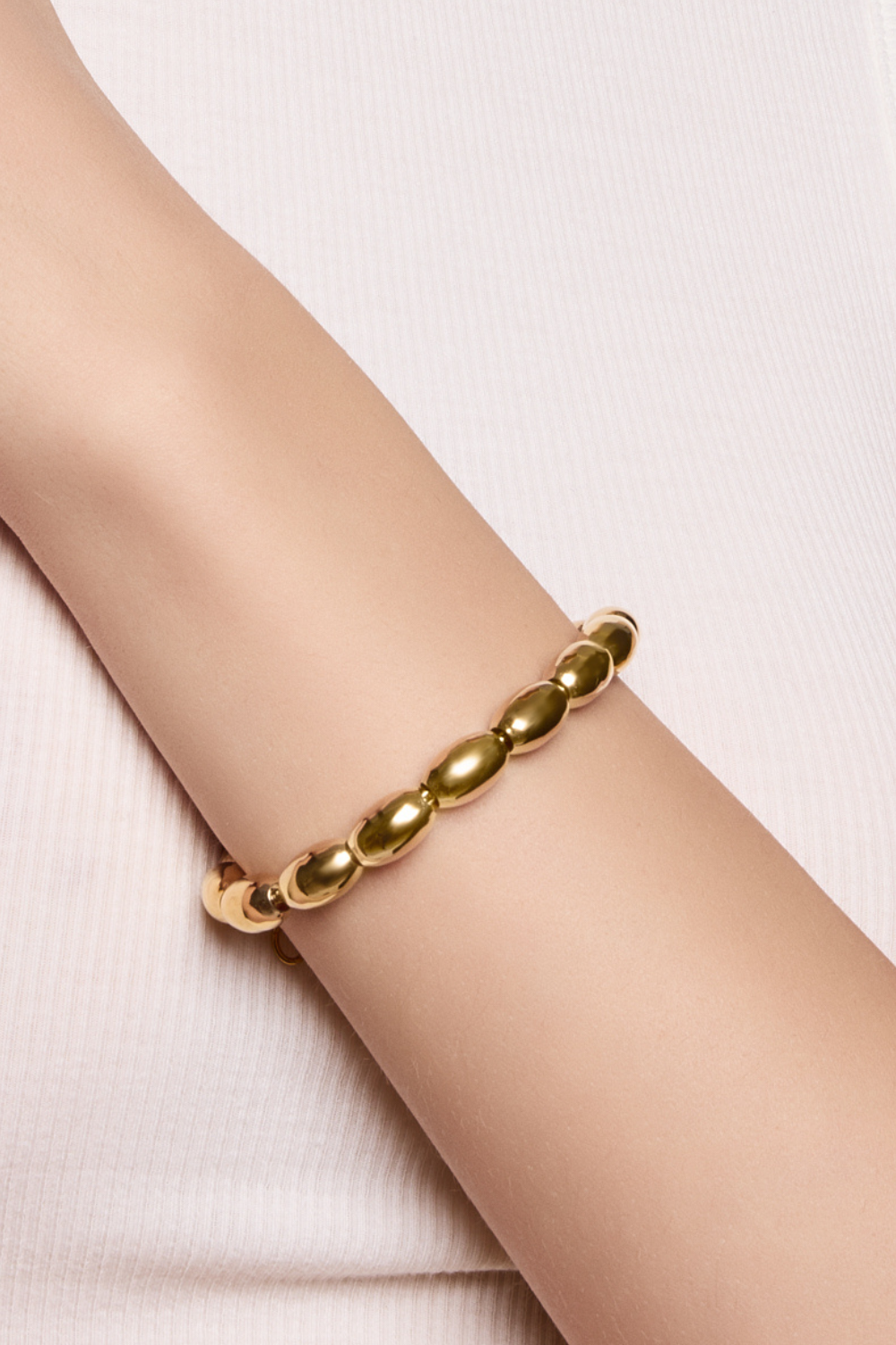 Oval Beaded Gold Plated Bracelet