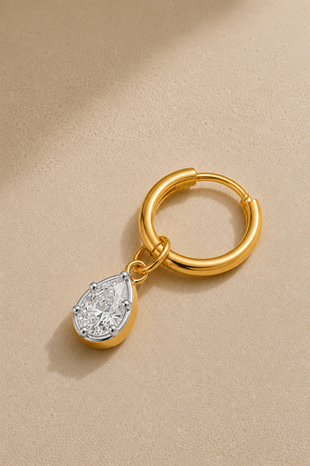 Vittoria Silver & Gold Teardrop Charm Huggie – 11mm