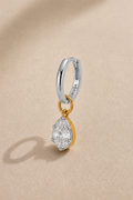 8.5mm Silver Huggie Earring Set With Vittoria Silver & Gold Charm