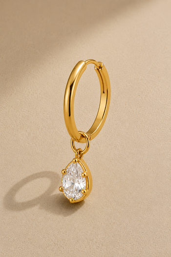 Vittoria Gold Teardrop Charm Huggie – 12.5mm