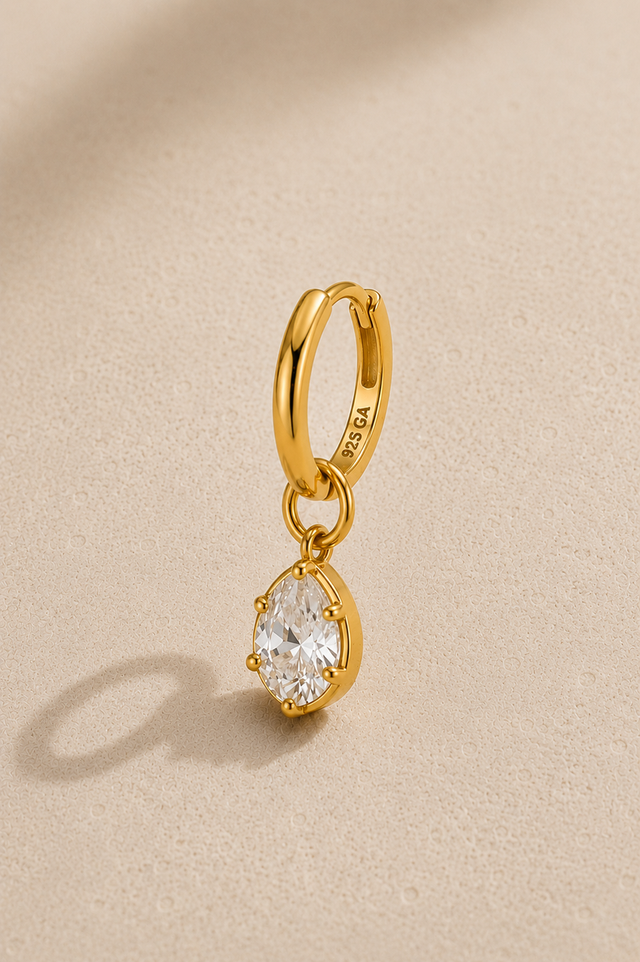 Vittoria Gold Teardrop Charm Huggie – 8.5mm