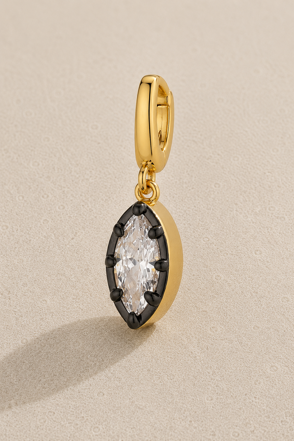 Vittoria marquise-cut crystal hook charm in gold and black rhodium