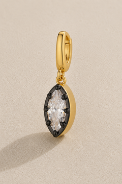 Vittoria marquise-cut crystal hook charm in gold and black rhodium