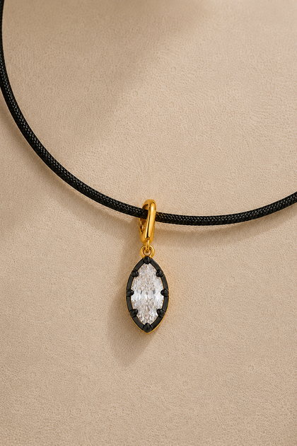 Vittoria Marquise Cord Necklace – Gold & Black