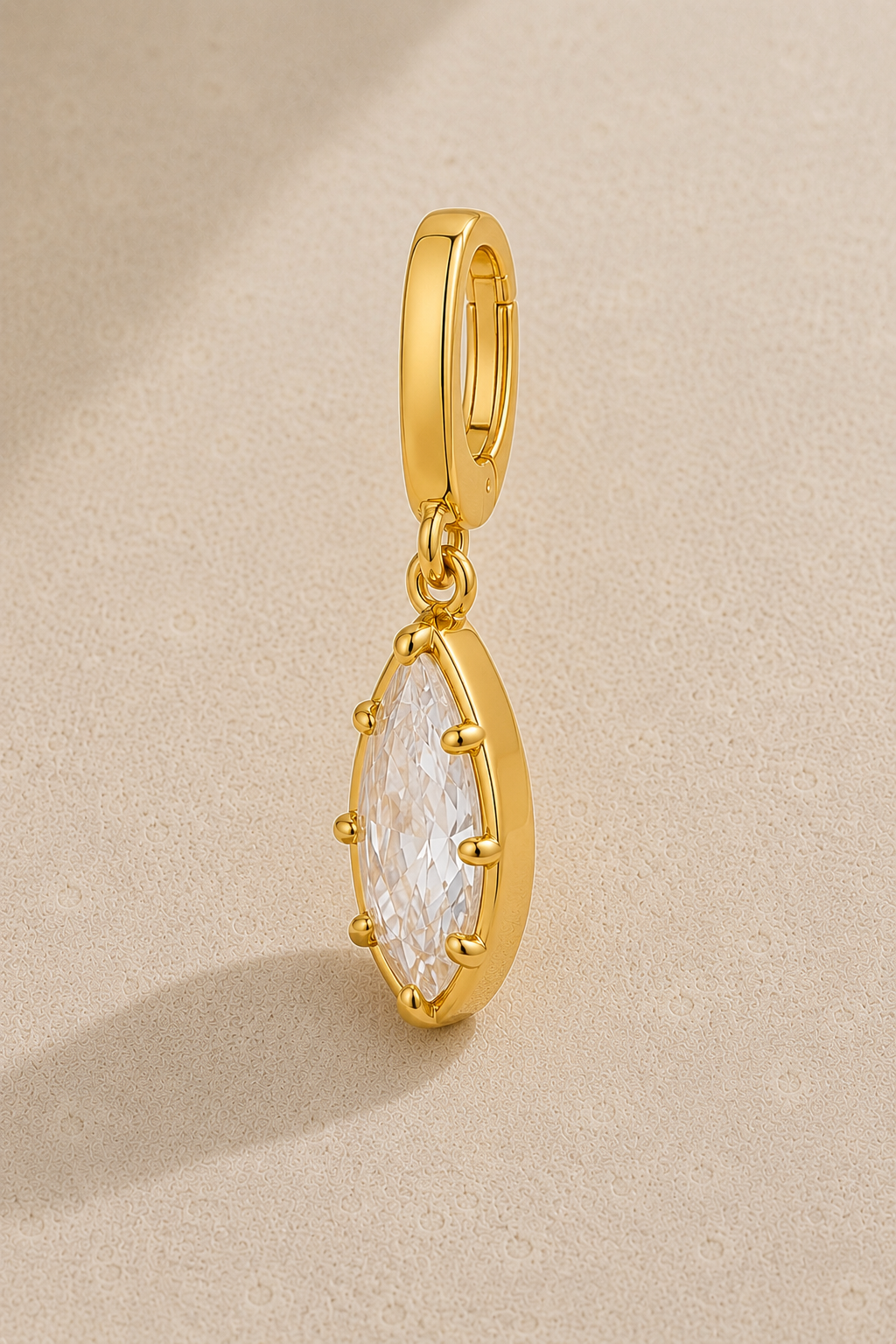 Vittoria marquise-cut crystal charm with polished gold setting and hook