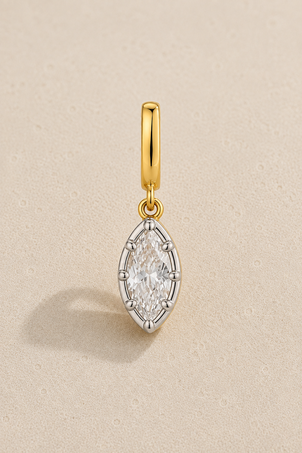 Vittoria Marquise Hook Charm – White Rhodium & Gold