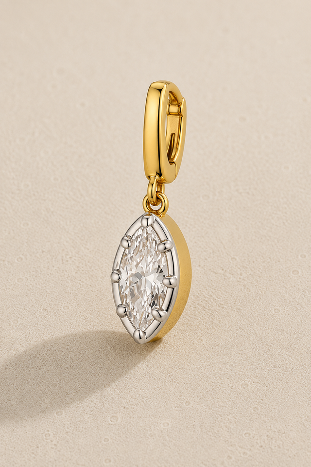 Vittoria Marquise Hook Charm – White Rhodium & Gold