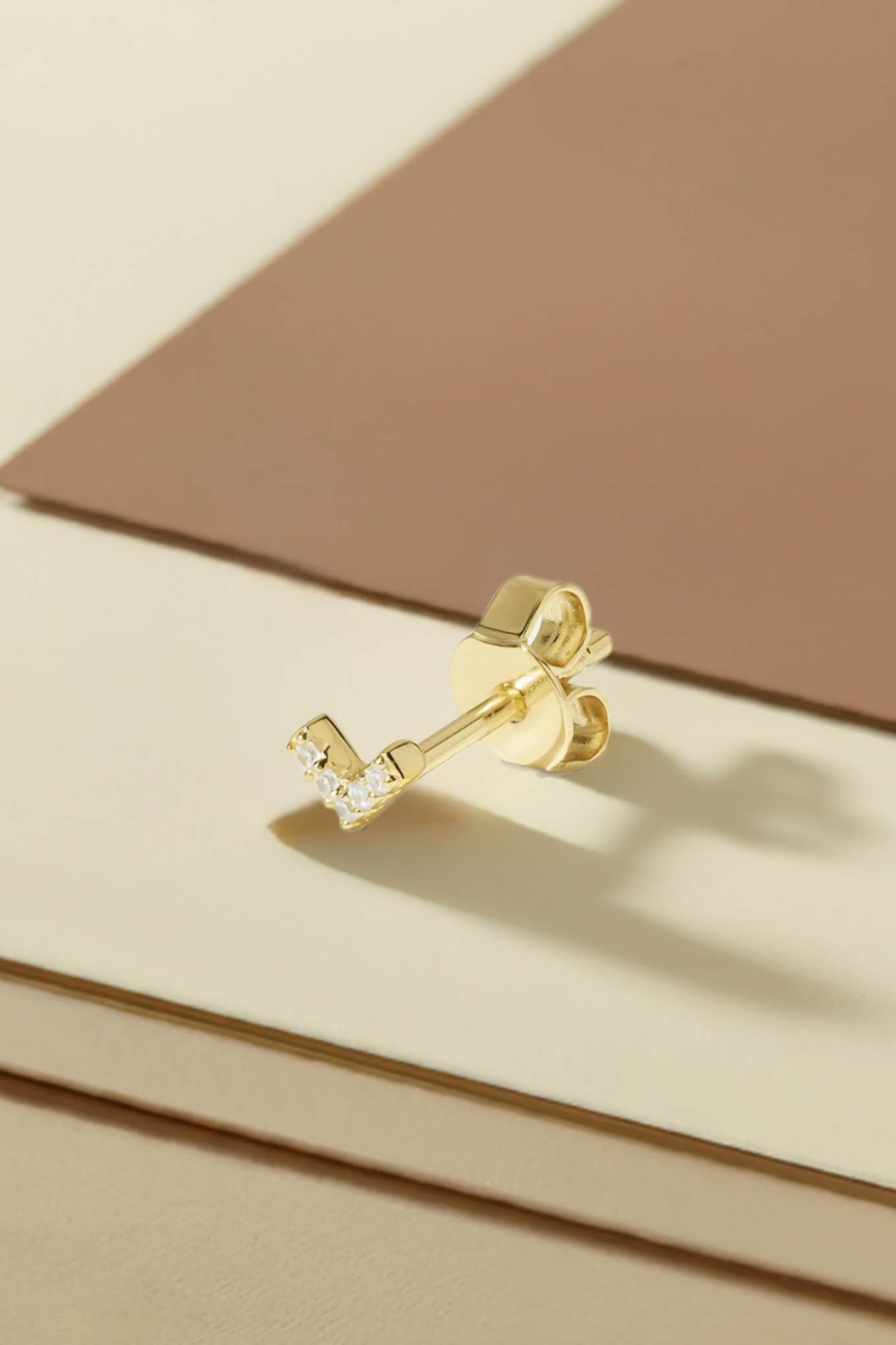 Vee gold vermeil stud