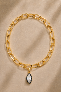 Cara chunky gold bracelet with Vittoria black and gold marquise crystal charm