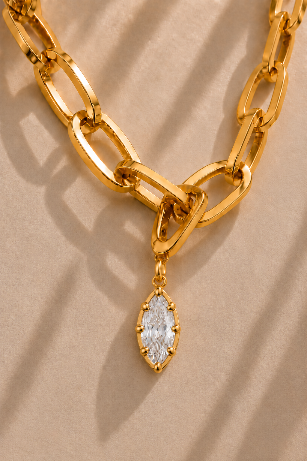 Cara chunky gold bracelet with Vittoria gold marquise crystal charm