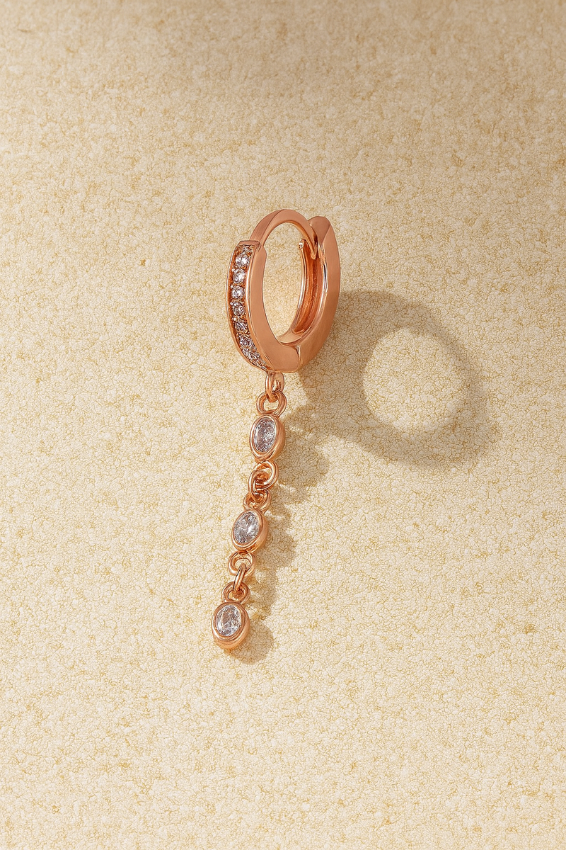 Waterfall pink gold vermeil huggie