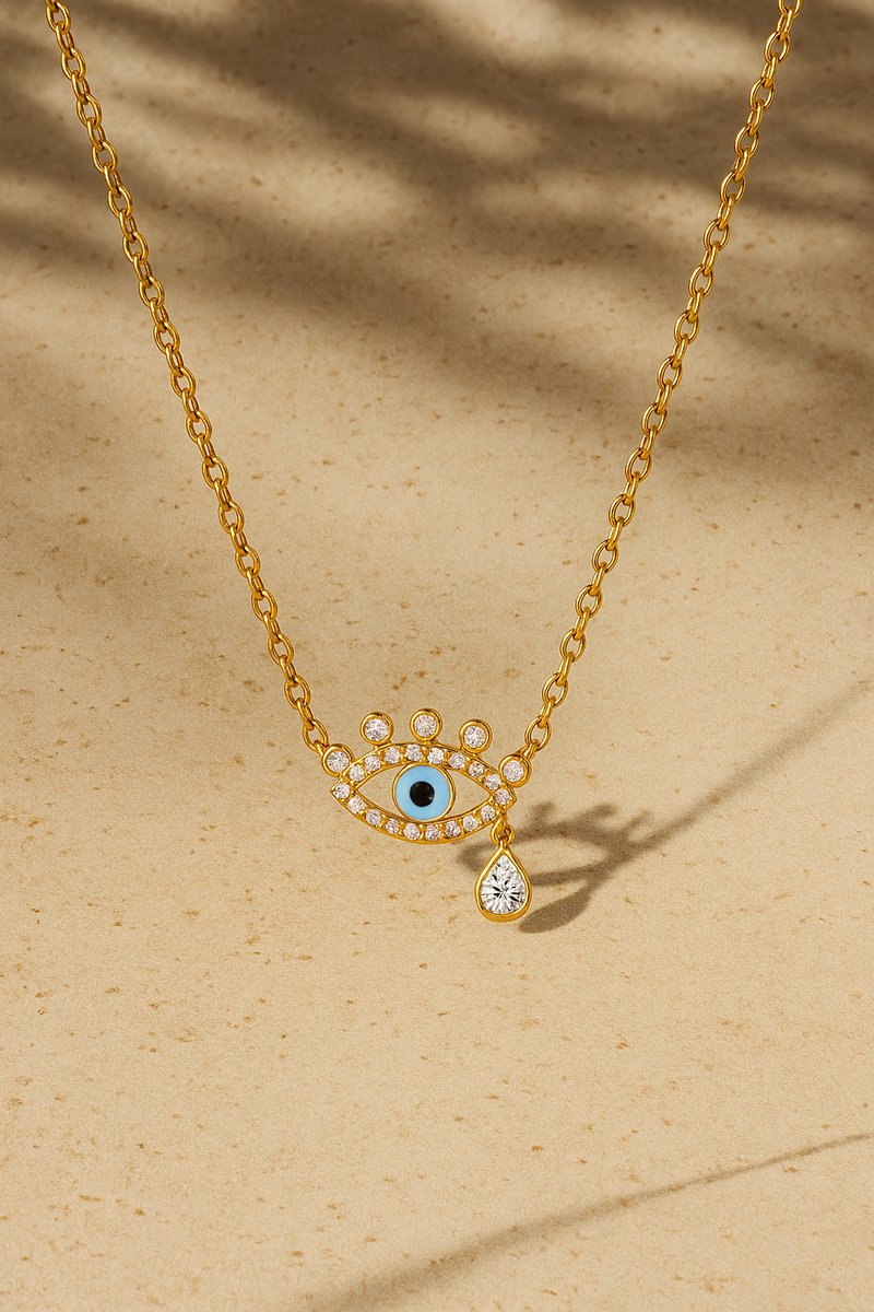 Weeping Evil Eye Gold Vermeil Necklace