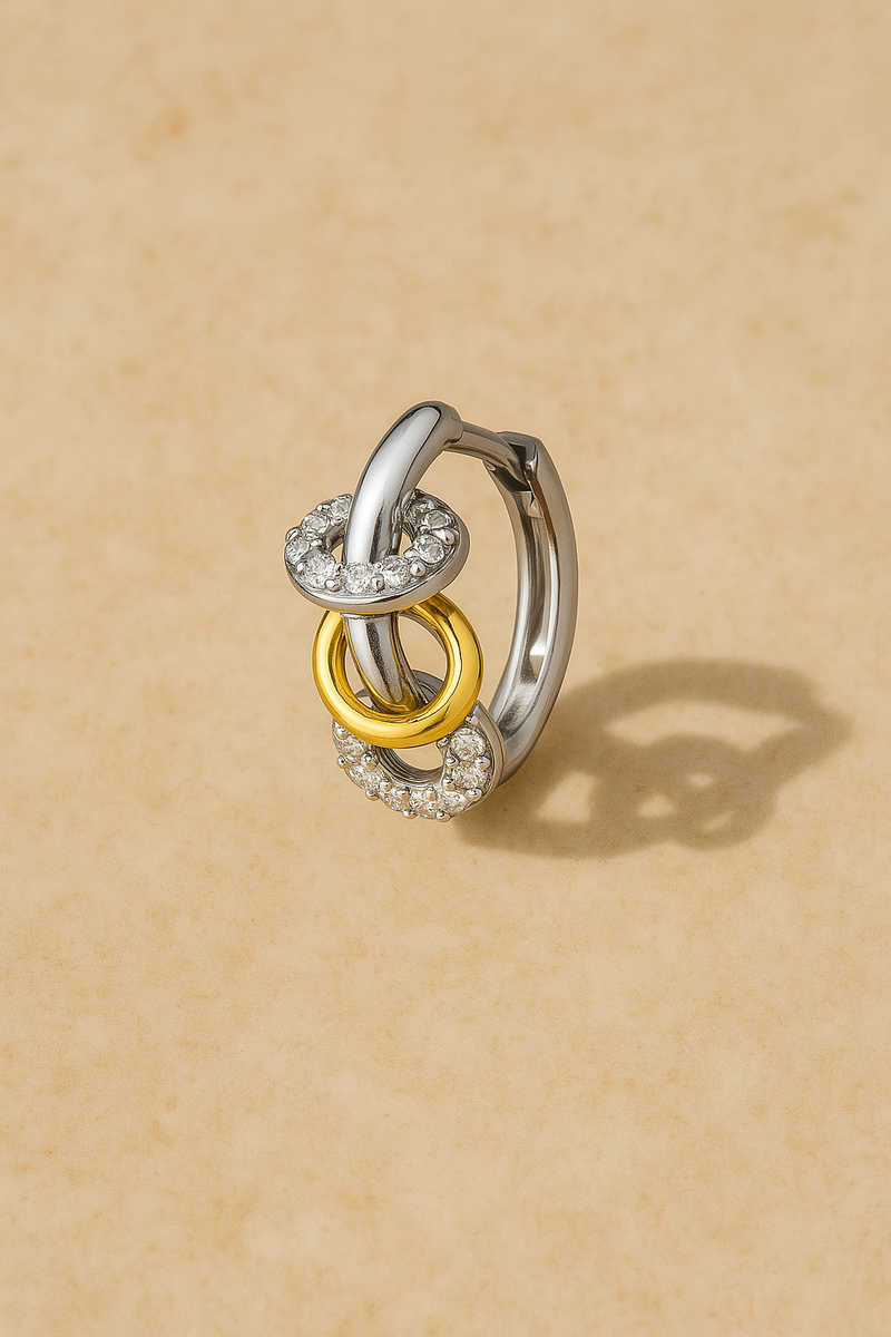 Yasmin Two-Tone Piercing Huggie