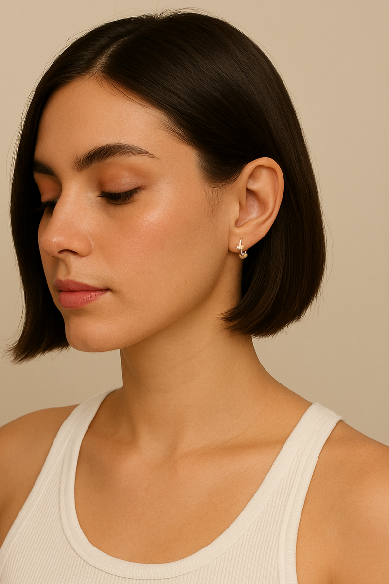 Zeina Two-Tone Huggie Earring – Mixed Metals 