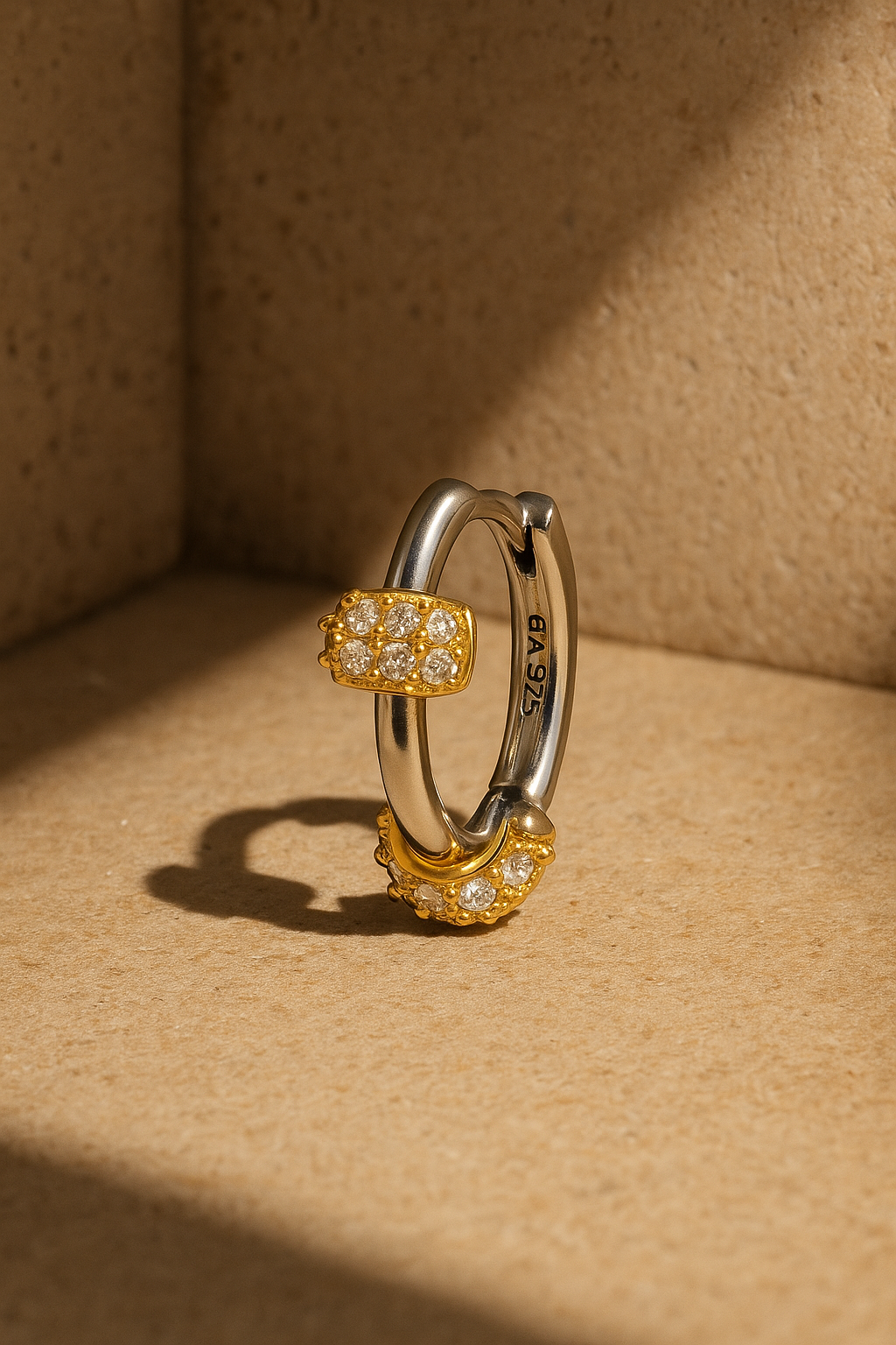 Zeina Two-Tone Huggie Earring – Mixed Metals | Galleria Armadoro