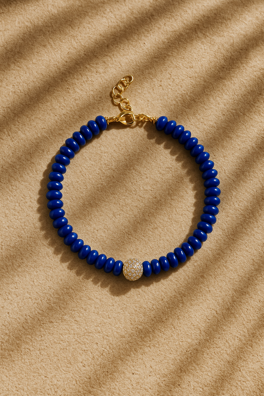 8,3 mm lapis bead anklet