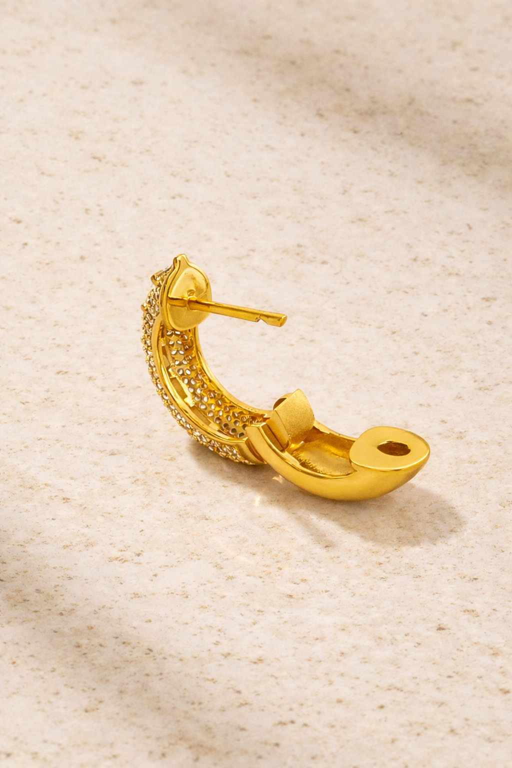 Back view of Arabella Mini Single Hoop showing closure and curved silhouette