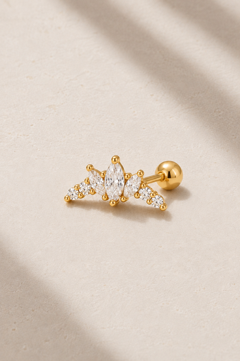 Couronne Gold Ball Screw Stud Earring