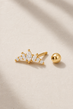 Back view of Couronne Gold Ball Screw Stud Earring with 4mm ball screw fastening