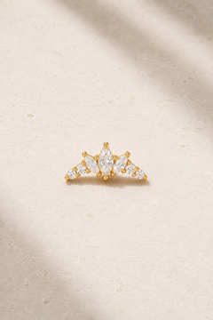 Couronne Gold Stud Earring with marquise and round white CZ stones