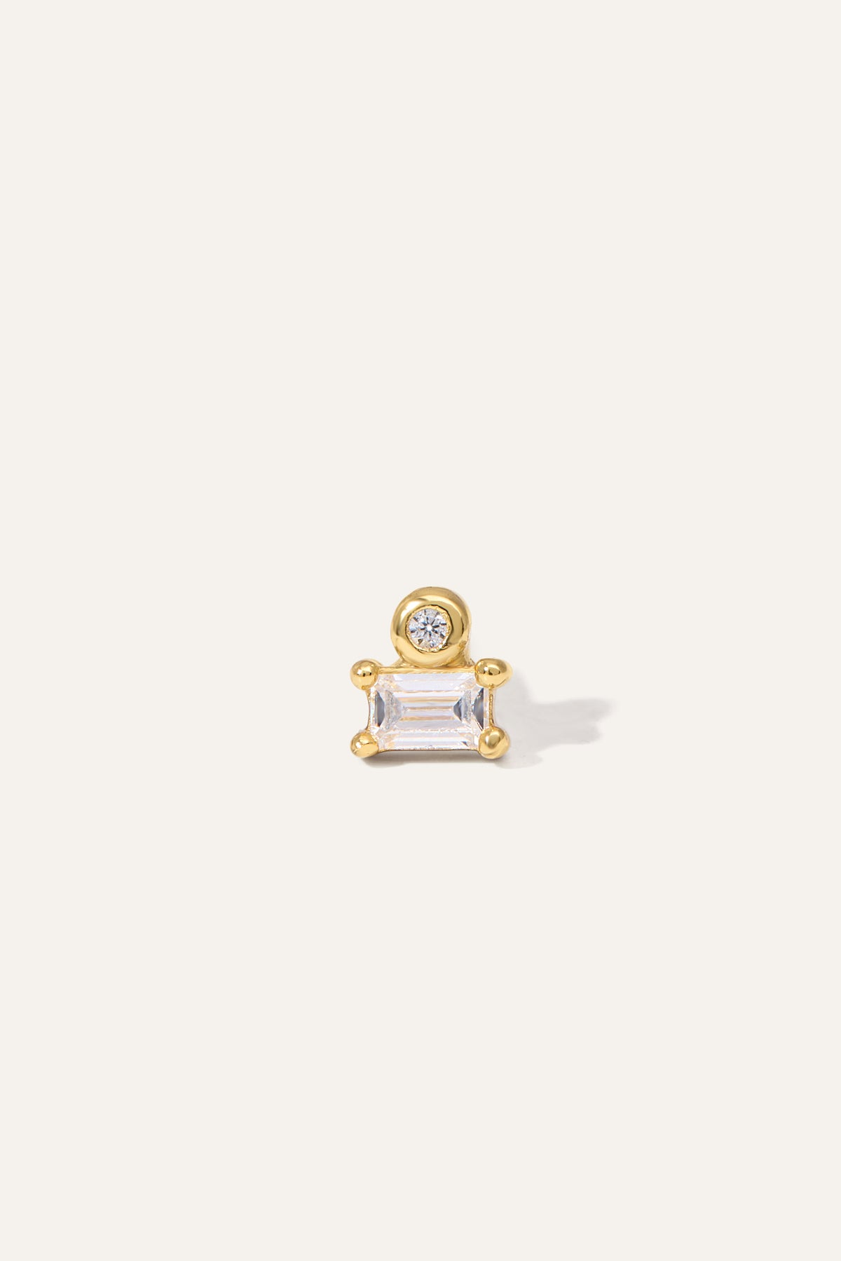 Super Mini Baguette Gold Vermeil Stud Earring (ball screw)