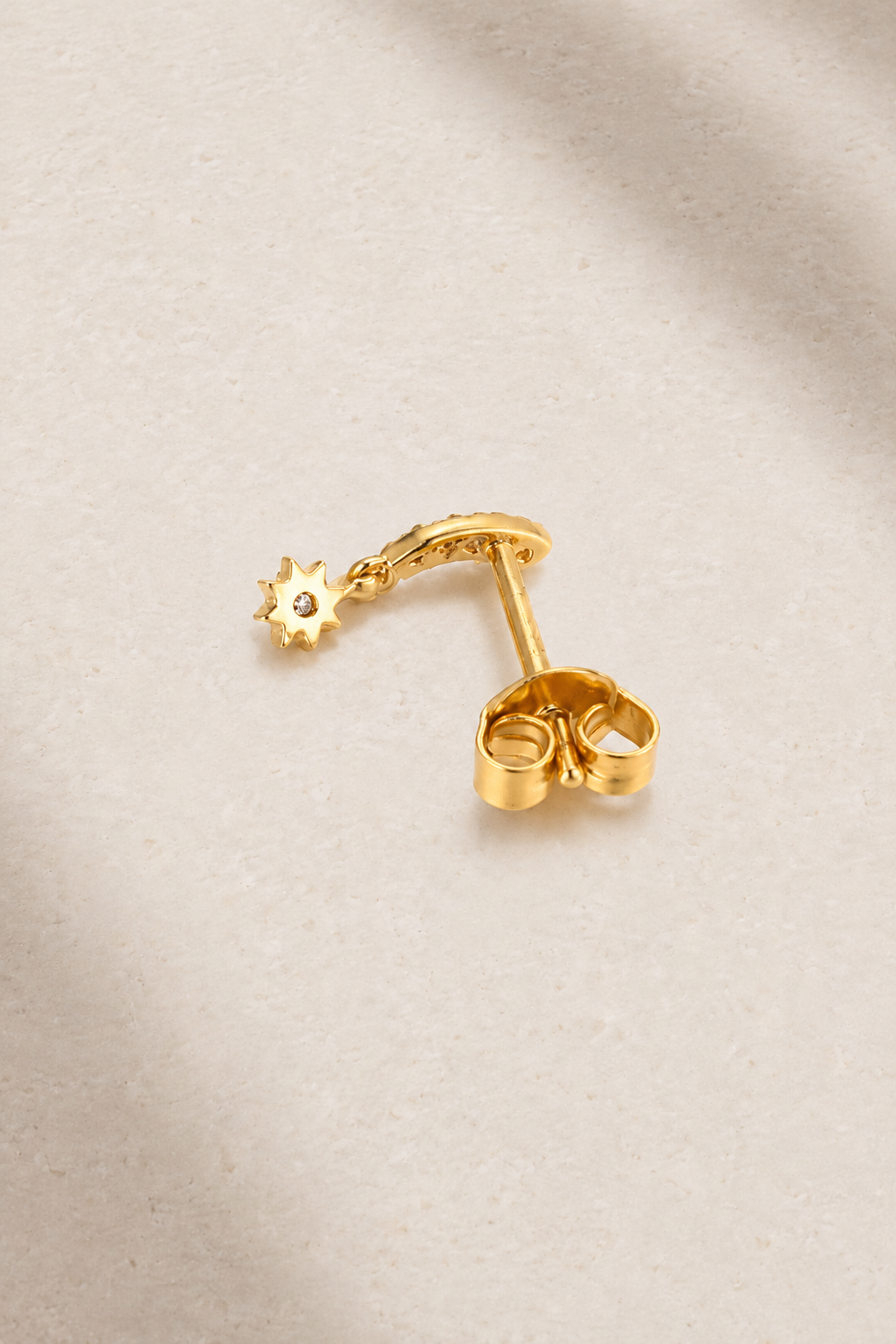 Back view of Étoile Gold Stud Earring with butterfly post fastening