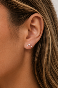 Étoile Silver Stud Earring worn on ear with delicate white CZ sparkle