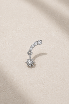 Étoile Silver Stud Earring with white CZ stones and dangling star charm