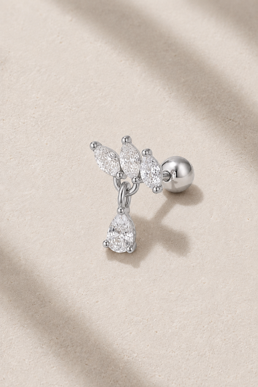 Fleur Silver Ball Screw Stud Earring